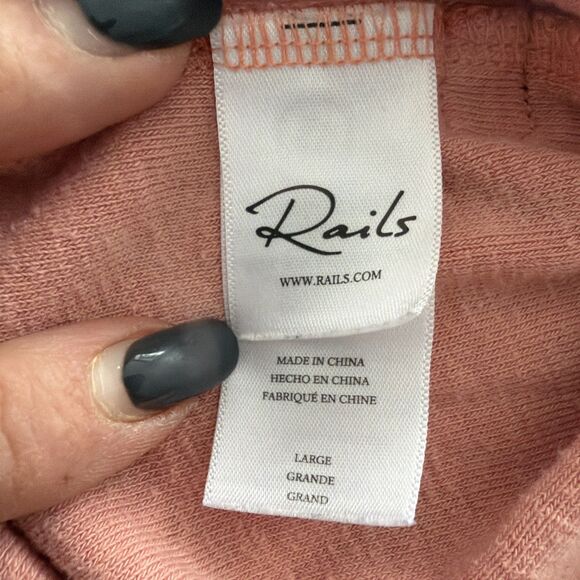 Rails Rhen Terry Polo Shirt Dragon Fruit Peach L SoCal Vintage Coastal Preppy - Picture 6 of 7